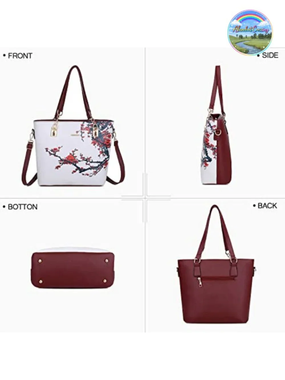 6-Piece Faux Leather Handbag Set: Tote, Satchel, Clutch, Wallet, Key Holder